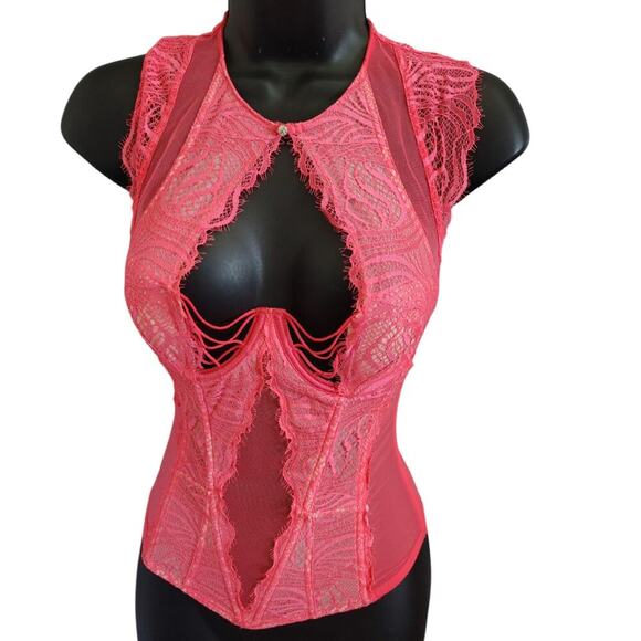 Victoria's Secret Other - Victoria Secret Lace Corset Florescent Pink Womens Size 32C